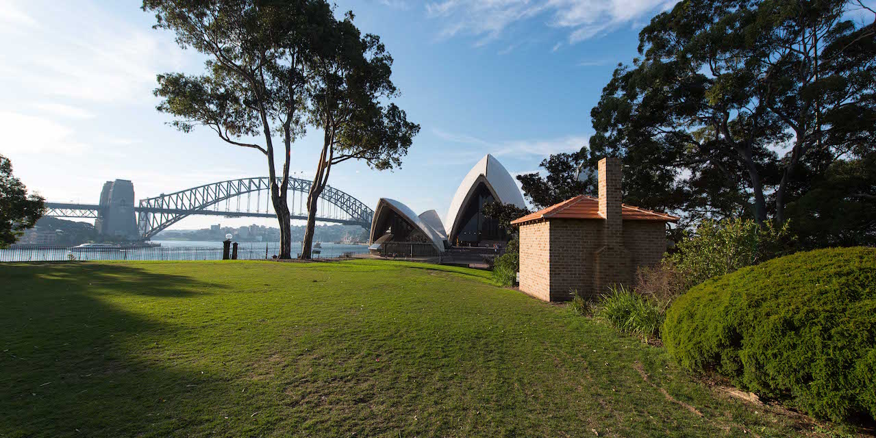 Sydney, Australia: Artist Archie Moore's, A Home Away From Home (Bennelong/Vera's Hut 2016) as part of the 20th Bienale of Sydney at the Botanic Gardens on 11th, April, 2016.